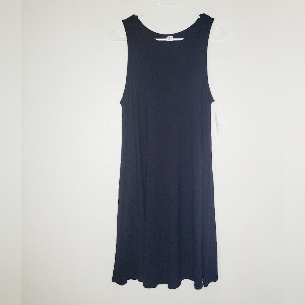 Old Navy Tank Dress Shift Black Women's Medium Black Mini Sleeveless Casual Dark - Picture 1 of 9